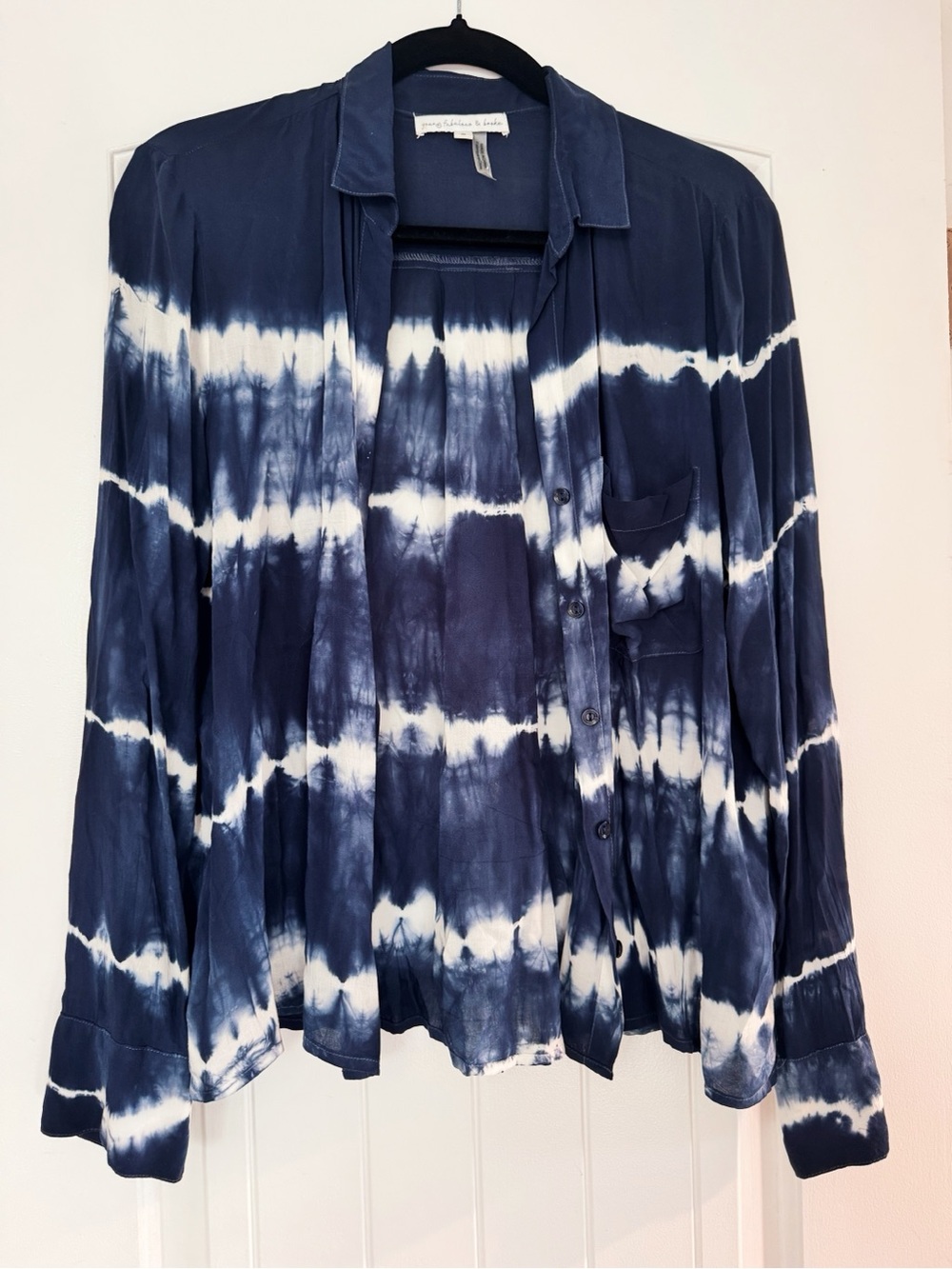YFB Blue and White Tie Dye Lightweight Top